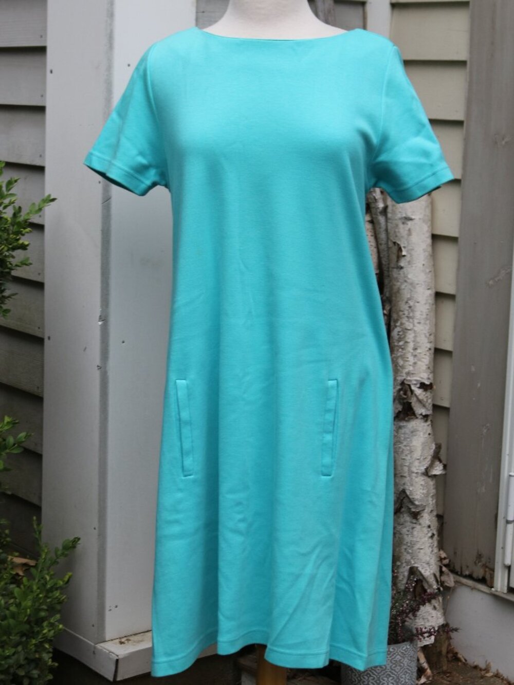 Aqua Cotton Knit Round Neck T-Shirt Dress Sz MEDIUM